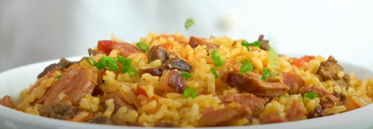 Arroz carreteiro com sobras de churrasco